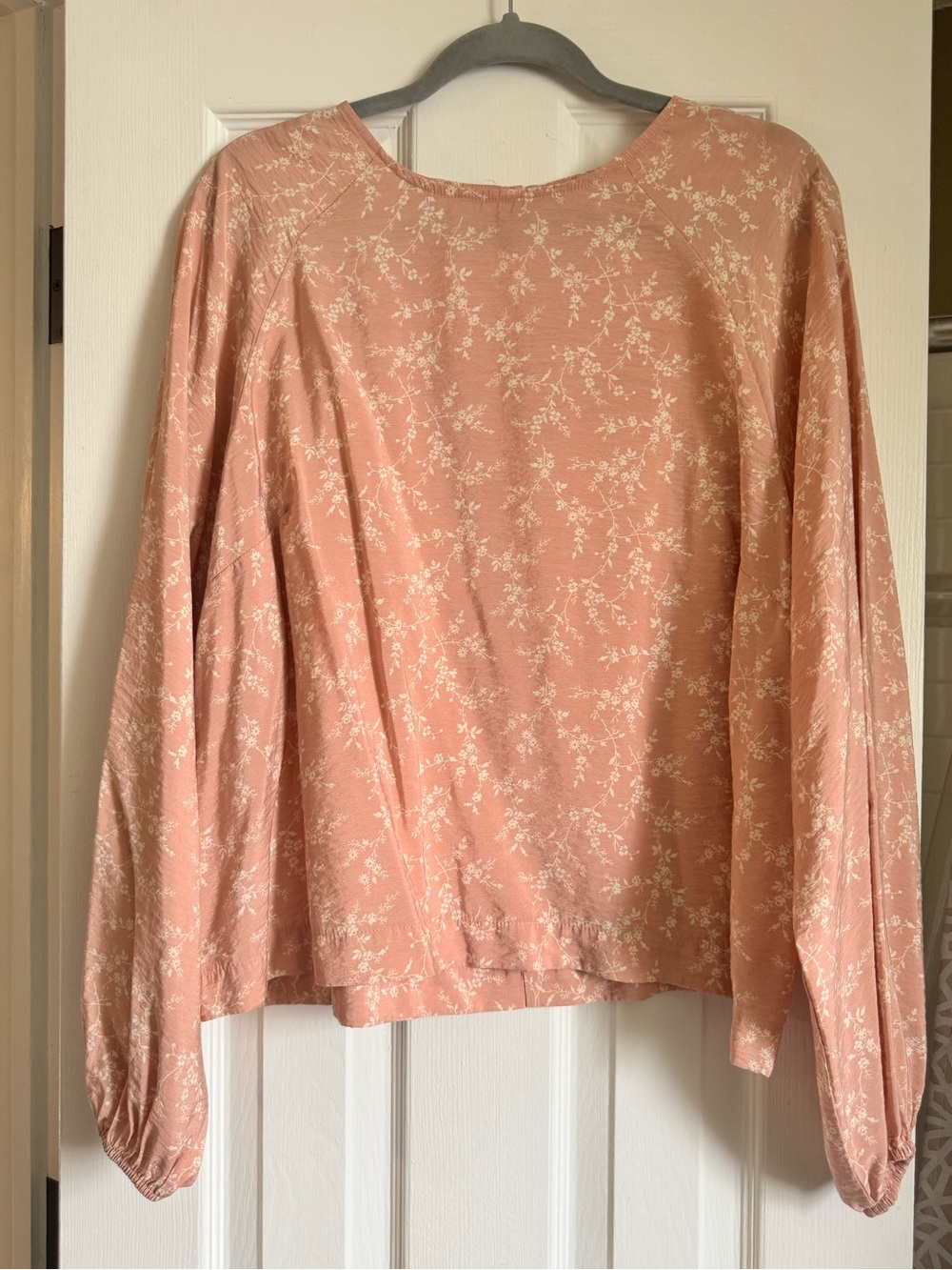 LOFT Blush Floral Long-Sleeve Blouse